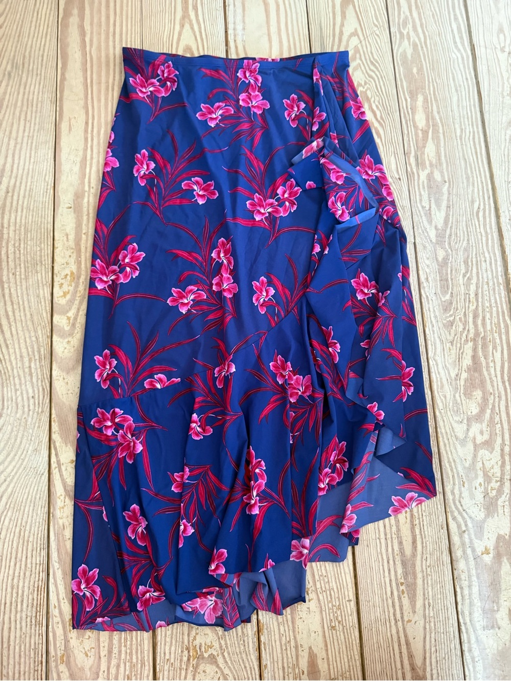 Tommy Bahama Blue Pink Floral Wrap Skirt size M